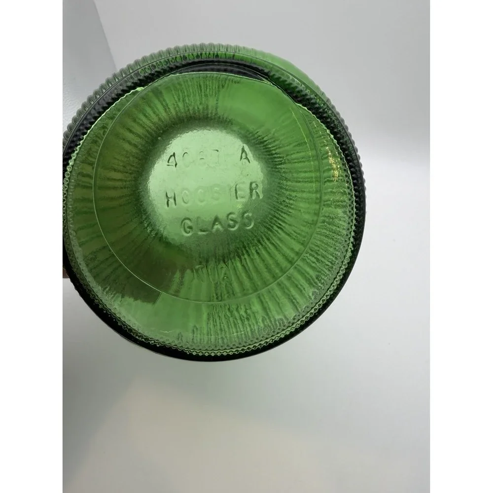 Vintage Hoosier Glass Green Ribbed Vase 4087-A 10